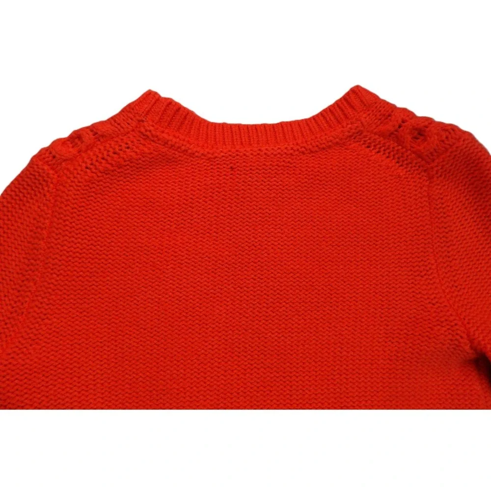 Tommy Hilfiger Cable Knit Sweater Women S Red Wool Blend Crewneck Pullover Logos